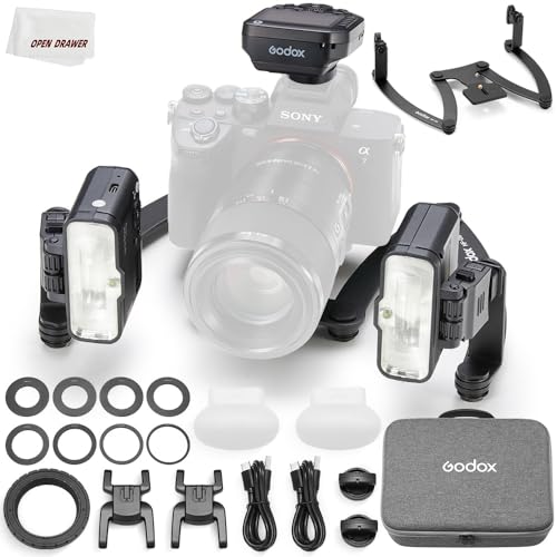 Godox MF12-DK1 Macro Flash Kit, 2.4G Wireless Control, Dentists Mode, Built-in Lithium Battery As an Off-Camera TTL Flash, Compatible for Sony, with XproIIS Trigge + Dentists Trigger and MF-DB Stand