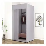 Gdmokle Umkleidekabine Freistehend, Mobile Umkleidekabine Rahmen mit Vorhang und Haken, Tragbar Umkleidekabine für Bekleidungsgeschäft, Boutiquen, Büro (Grau, 100x100x200cm)