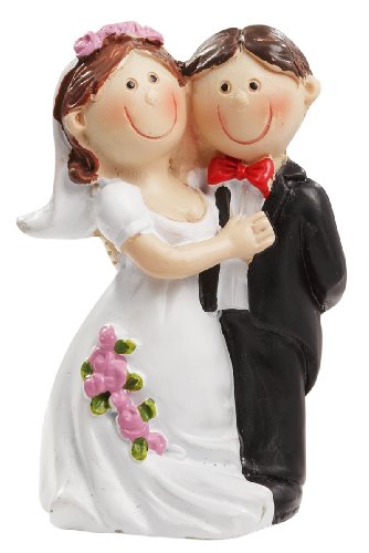 Hochzeit Dekoration Brautpaar mit Rosen auf dem Brautkleid Dekofigur Brautpaar ca. 5 cm