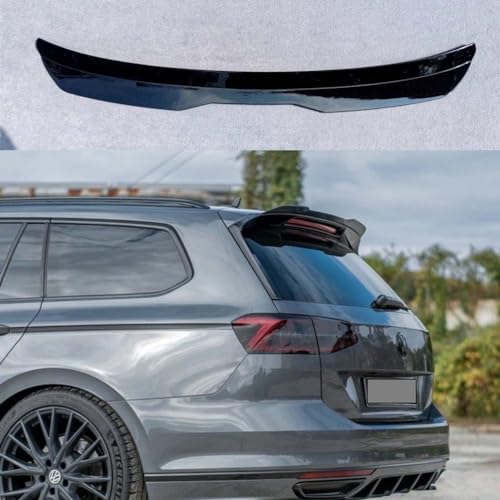 MPGOOD ABS-Heckflügel für Vw Passat B8 Kombi 2015 + glänzende Dachspoiler-Verlängerung, Auto-Heckflügel-Spoiler für Passat R-Line B8,Glossy Black