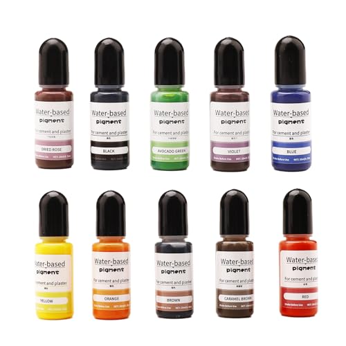 Farbpigmente für Gießpulver, Farbe Für Gießpulver, 10 Farben Flüssiger Farbpigmente für Gießpulver, DIY Produktion Zementbeschichtung Farbige Pigmente