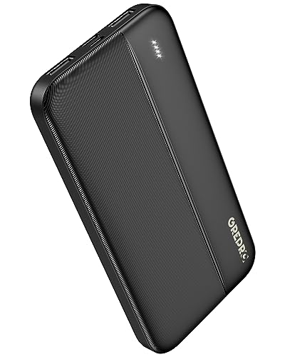 GREPRO Power Bank 10000mAh, Externer Handyakkus, Power Bank Klein Aber Stark mit Type-c + Micro Eingängen Ports und USB-C + 2 USB Ausgängen Ports für Smartphones,Tablets