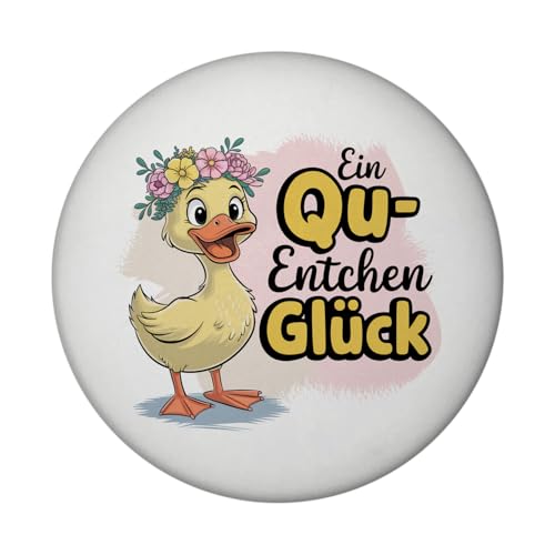 Gelbe Ente Magnet - EIN Qu-ENTCHEN Glück Humorvoller Kühlschrankmagnet, witziges Entengeschenk Motivator