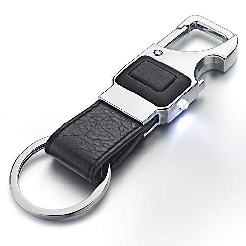 Männer Leder Schlüsselanhänger Metall Autoschlüssel Ring Multifunktionale Werkzeug Schlüsselhalter, Flaschenöffner Keychain