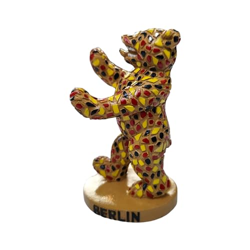Berliner Bär Statue 10cm - Polyresin in Mosaik-Optik, Handbemalt, Leichtgewicht Souvenir mit Berlin Podest - Kulturelle Dekoration