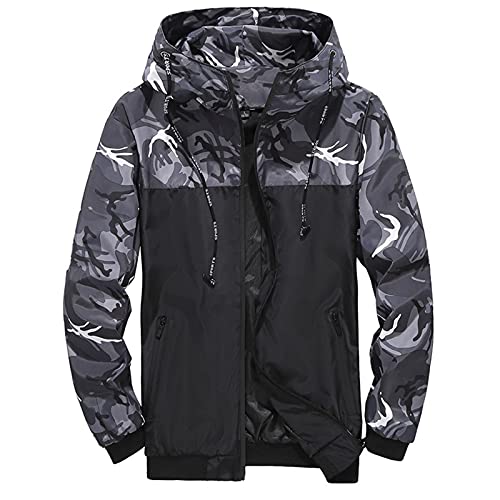 SRZYMJ Mantel Herren Winter Wintermantel Übergangsjacke Schwarz Outdoorjacke Jacke Schwarz Weiß Softshelljacke Für Steppjacke Winter Funktionsjacke Leicht Parka Windbreaker Freizeitjacke Baumwolle