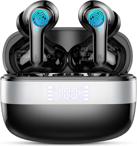 Bluetooth Kopfhörer, Neue Kopfhörer Kabellos Bluetooth 5.3 In Ear Kopfhörer mit 4 ENC Mic, Kabellose Kopfhörer Tiefer Bass 48 Std Earbuds, LED-Anzeige, IPX7 Wasserdichte Ohrhörer für iOS Android