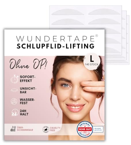 WUNDERTAPE Schlupflider Stripes Schlupflid-Tape Streifen zum Augenlid-Lifting ohne OP! (wasserfest, 24h Halt, double eyelid lifting tapes) Augenlid-Tape (140 L)