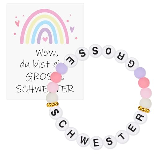 Otuuz Geschenke für Große Schwester inklusive Grosse Schwester Armband und Karte Du Bist Eine Grosse Schwester Geschenk für Kind Mädchen