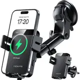 MOKPR Handyhalterung Auto mit Ladefunktion, 15W Handyhalterung Auto Induktives Laden für Entlüftungsclips/Instrumententafel/Windschutzscheibe für iPhone 16/15/14/13, Galaxy S24 usw (Schwarz)