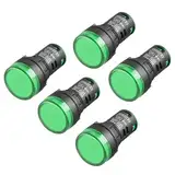 Heschen 22 mm LED-Kontrollleuchte, AD16-22D/S, 220 VAC, 20 mA, grüne Lichtfarbe, 5 Stück