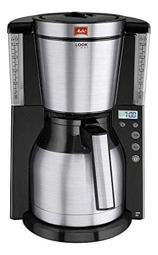 Melitta LOOK Therm Timer - Kaffeemaschine mit Timer, Filterkaffeemaschine mit Thermokanne aus Edelstahl, für bis zu 10 Tassen Kaffee, schwarz