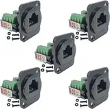 PENGLIN 5PCS RJ45-Buchse für Schalttafelmontage Schraubklemmenadapter, D-Typ RJ45 8P8C Buchse zu 8 Pins Terminal für Cat5e LAN Netzwerk Bulkhead Koppler