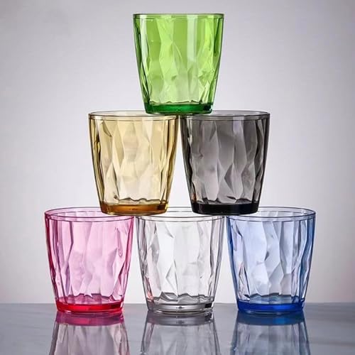 MINGZE Acryl Trinken Gläser, Unzerbrechlich Stapelbares Tumbler Weingläser Aus Bruchsicherem Kunststoff, für Picknick Camping Beach Party Drinkware Wasser Saft Kids Kinder (6-er Set, 300ML)