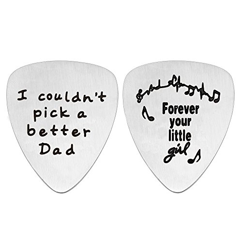 Gitarrenplektrum, Vatertagsgeschenk von Tochter, Edelstahl, Aufschrift "I Couldn't Pick a Better Dad", 2 Stück