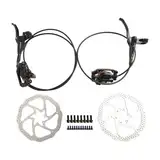CashMuch Hydraulisches Scheibenbremsen-Set für Mountainbikes, vorne, 750 mm, hinten, 1400 mm Kabellänge mit 160 mm Rotoren, Doppelkolben, Aluminium-Legierung, Fahrradteile (links vorne)