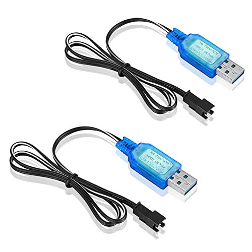 RUIZHI 2 Stück 3,7 V HSP USB-Ladekabel mit SM-2P-Stecker, USB-Ladekabel SM-2P-Stecker NI-MH Battery USB Charger Cable für RC-Drohne, Fahrzeuge