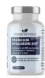 Steiger Naturals Hyaluronsäure Kapseln – Hochdosiert: 510 mg. 90 Stück (3 Monate). Mit Ceramiden und Vitamin C, B12, Zink. Hyaluron Kapseln mit 500-700 kDa und Vegan