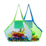 Strandspielzeug Tasche, 2 Stück Groß Netz Strandtasche für Sandspielzeug Wasserspielzeug, Netztasche Strand Aufbewahrungstasche, Faltbare Aufräumsack Beach Bag für Familie Urlaub