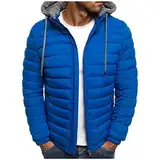 UHouse Winterjacke Herren Daunenjacke mit Kapuze Warm Jacke Leichte Steppjacke Winter Herren-Jacken Bequeme Kapuzenjacke Casual Puffer Jacket Basic Übergangsjacke Deals Of The Day Blau XL