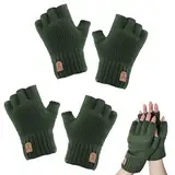 ZOCONE 2 Paar Strick Fingerlose Handschuhe Winter Warme Fingerlose Handschuhe Herren Flexible Touchscreen Halbfinger Handschuhe Ohne Fingerkuppen Damen Fingerless Gloves Unisex Erwachsene (Grün)