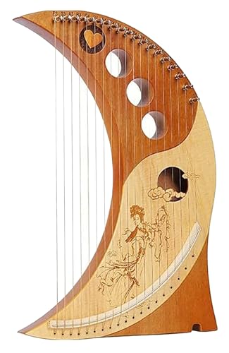 19 Lyre Harp Instrument, Metallsaiten, Holzharfeninstrument, Wood The Moon-Harfen Halbmond-Kreativform Mahagoni-Laugenharfe Für Kinder, Erwachsene, Anfänger