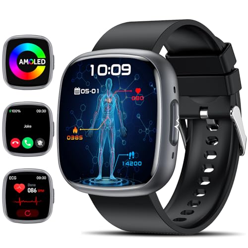 Lgnitek 2025 Smartwatch mit EKG/HRV/BMI/Harnsäure/ΒΙυtzυcker, 1.75'' Herren Damen Gesundheitsuhr mit 24H Blutdruck, Herzfrequenz, SpO2, Körpertemperatur, Schlafmonitor, Fitnessuhr für Android/iOS