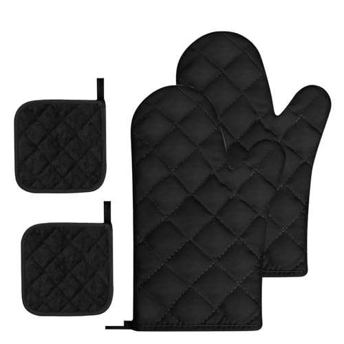QIANCSJ Ofenhandschuhe Topflappen Handschuh 4er Set Topfhandschuhe, rutschfeste Backhandschuhe zum Baumwolle Hitzebeständige für Kochen Backen Grillen