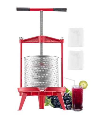 VEVOR Obstweinpresse Obstmühle Apfelmühle (14 L), Edelstahlkorb mit dreieckiger Struktur, manueller Entsafter, manuelles Mahlwerk, Apfelweinpresse Traubenpresse mit T-Griff für Küche Zuhause