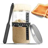 Atliberswo Sauerteig Glas 35oz/1000ml, Sauerteig Starter Set – Gärglas mit Thermometer, Silikon-Spatel, Aluminium-Deckel & wiederverwendbarem Fütterungsband (Brotbacken Zubehör)