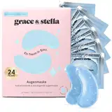 Grace & Stella - Augenpads Gegen Augenringe, Eye Pads Reduzieren Dunkle Augenringe, Augenpads Gegen Tränensäcke und Falten, Kühlende und Erfrischende Augen Pads Masken, Gel-Eyepads [24 Paare, Blau]