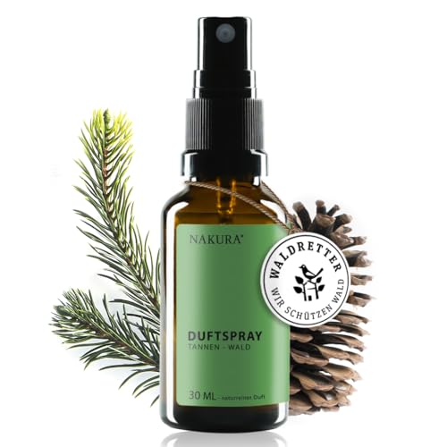 NAKURA® Raumspray, Duftspray und Lufterfrischer TANNEN - WALD Bio 30 ml - Natürliches Duftspray aus naturreinen ätherische Öle - Lufterfrischer Wohnung, Raumduft, Airspray, Wald Duft ohne Chemie