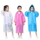 ZOCONE 3 Stück Regenponcho Kinder Wasserdicht Wiederverwendbar Regencape Kinder Durchsichtig Poncho Regen Kinder Regenmantel mit Druckknopf und Hut, Regenponcho Festival Regenschutz für Mädchen Junge