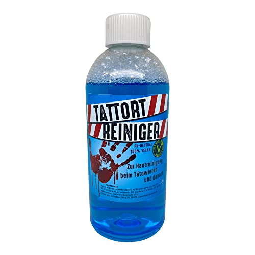 Clean Ink Tattort Reiniger 500 ml mit Sprühkopf, zur Hautreinigung während des Tätowiervorgangs und danach Tattoo, Vertrieb durch HAN-SEN GmbH, Blau