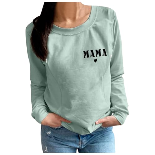 Damen Stillpullover Lässig Still-Sweatshirt Bequem Umstandspullover Winter Baumwolle Stillpulli mit Reißverschluss Oversize Pflege Sweatshirt Langarm Stillshirt Bluse Stillen (Light Green, XL)