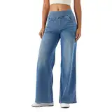 Blaumann Damen Women Schlankmacher Hose Jeans High Waist Gerader Schnitt Mode Jeanshose High Waist Herbst Lockere Hosen Blaumann Einfarbige Jogger Pants Damen