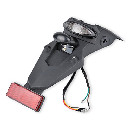 KATUR 12V LED Motorrad Kotflügel Hinten Schwanz Stop Licht Reflektor Universal für MX Motocross Sport Pit Dirt Bike (Smoke Shell)