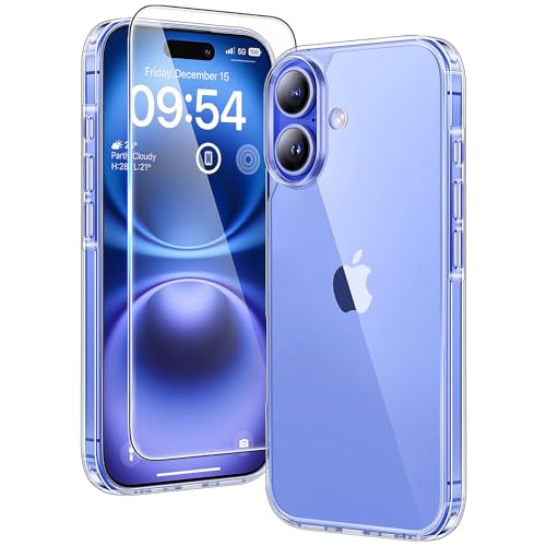 TAURI 3 in 1 für iPhone 16 hülle, Handyhülle für iPhone 16 Case, [Vergilbt Nicht] Schlanke, Stoßfeste Telefon Hülle - Transparent