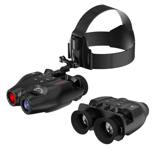 Nachtsichtbrille für Erwachsene, 984FT wiederaufladbare Infrarot-Digitalbrille, 5X Digitalzoom, handsfreie Nachtsichtbrille mit 32GB TF-Karte, Foto & Videoaufnahme, Kopfhalterung