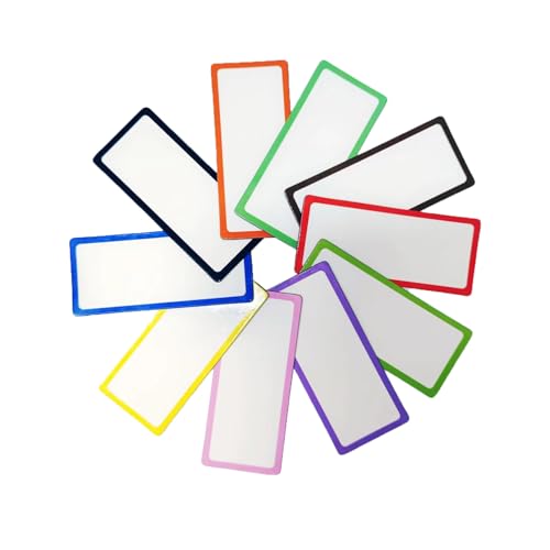 Wenrescry 30 Stück Magnetstreifen Beschreibbar, 10 Farben Wiederverwendbare Abwischbare Magnetschilder, Farbige Magnetetiketten für Whiteboards, Kühlschrank, Schule und Büro 8×3.5cm