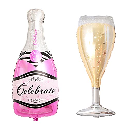 ballonfritz® Luftballon-Set Champagner Sekt Flasche und Glas - XXL Folienballon in Pink als Hochzeit Deko, Begrüßung, Party Geschenk oder Sektempfang-Überraschung