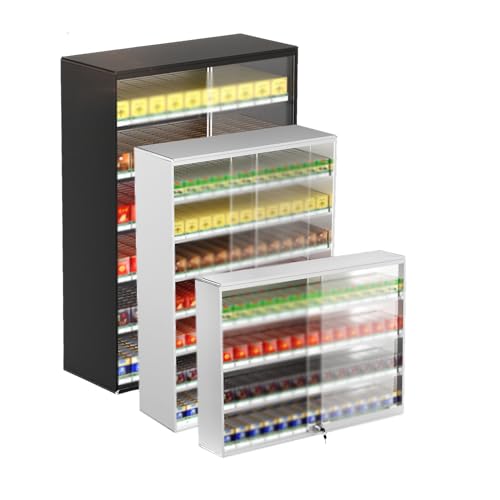 Generisch Präsentationsständer für Zigaretten mit gehärtetem Glas und Türschloss, Snack-Präsentationsregale für Tabak- und Alkoholmonopol-Einkaufszentrum-Einzelhandelsgeschäft (Farbe: Schwarz, Größe:
