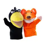Sharplace 2 Stück Handpuppen Tierhandpuppen für Kinder Plüschtiere Erzählen Geschichte, Unterrichten, im Vorschulalter und als Geburtstagsgeschenk, Rollenspiel, Fuchs + Krähen