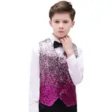 Weste Jungen Paillettenweste - Glitzer Anzugweste Pailletten Weste Jacke Kinder Festlich Smoking Glänzend Anzug Weste Disco Partys Konzerte Tänze Outfit Jazz Hip Hop Hochzeit Tanz Performance Kostüm