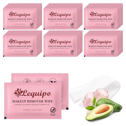 100 Stück einzeln verpackte Abschminktücher Bulk Single Makeup Remover Cloth Travel Towelette Makeup Remover Cloth for Face (PINK)