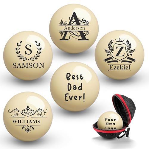 UIDMEN Billard-Queue-Ball mit Tasche, Gravurtext oder Logo, individueller Monogramm, 57 mm, Queue-Ball, Geburtstagsgeschenk für Vater, Ehemann, Billard-Liebhaber, Hochzeit