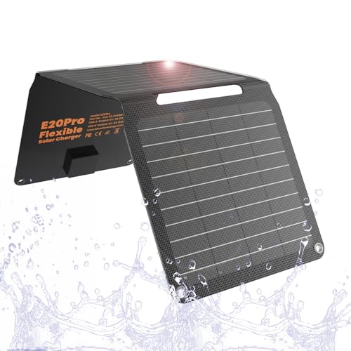 FlexSolar Solarmodul-Ladegerät, 20 W, 5 V, USB-A, USB-C-Ausgang, tragbar, faltbar, kleine Leistung, IP67, wasserdicht, Camping, Rucksackreisen, Wandern, Notfall für Handys, Powerbanks,