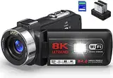 Delmodes 8K 64MP Videokamera Camcorder 18X Digitalzoom IR-Nachtsicht YouTube Vlogging Kamera, 3,0 Zoll Touchscreen WLAN Camcorder mit Mikrofon, 32 GB SD-Karte, Fernbedienung und 2 Batterien
