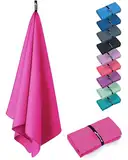 Fit-Flip Microfaser Handtücher - kompakt und leicht - Mikrofaser Handtuch schnelltrocknend - als Reisehandtuch, Sporthandtuch, Strandtuch - Badetuch groß (1x 80x40cm, Deep Pink)