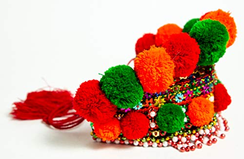 Ukrainischer Hochzeitskranz, Kokoshnik, traditioneller Oster-Kopfschmuck, Kranz, Vyshyvanka-Stil, handgefertigt, mit Perlen (Grün / Orange)